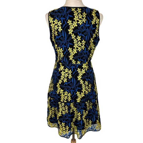Sam Edelman Blue Yellow Floral Sleeveless Dress Women’s 6 - Picture 8 of 9
